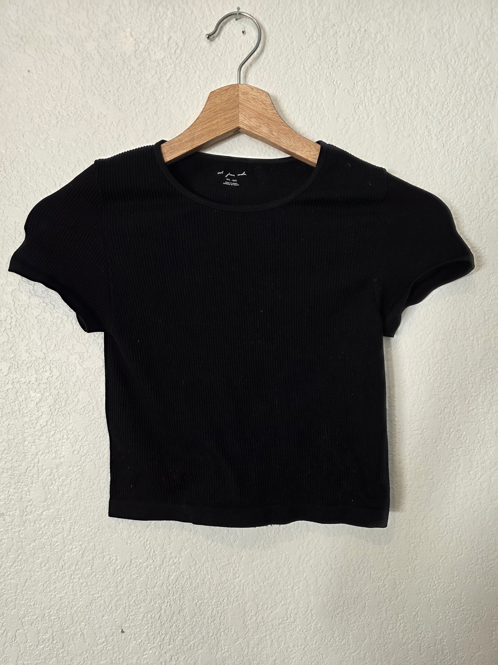 Out FROM Under Black Ribbed Short Sleeve Tee